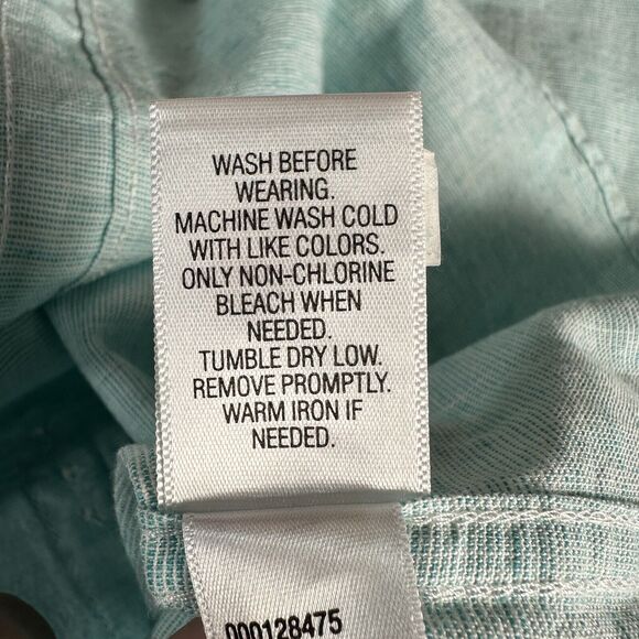 NEW Sonoma Aqua Shore Linen Blend Button Dress Shirt Size X Large Short Sleeve - Picture 9 of 9